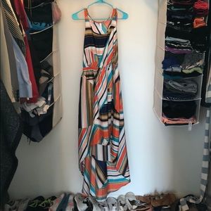 Multi color hi low dress